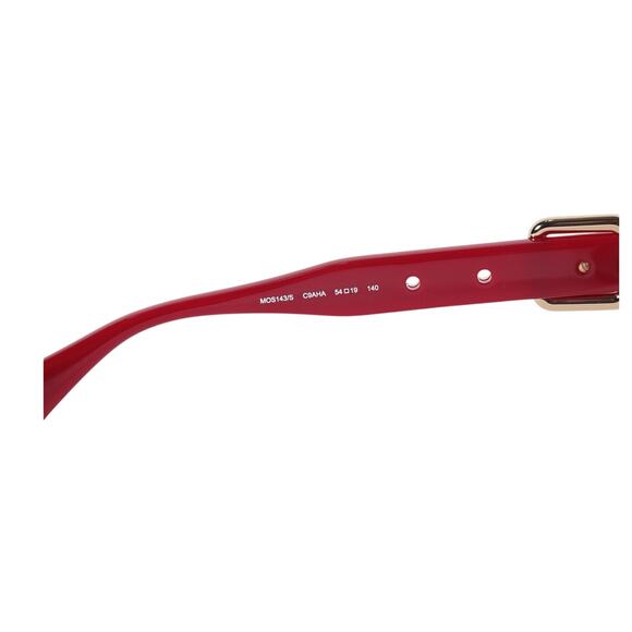 Moschino Cat Eye Sunglasses w/ Gold Buckle Accent Arms–Red / Brown Gradient–NWT